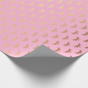 Princess Pastel Pink Rose Diadem Crown Gold Wrapping Paper
