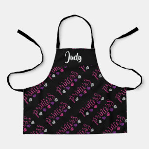 Princess pattern on black apron
