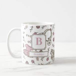 Princess Pattern Pink Monogram Coffee Mug