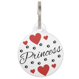 Princess Paws and Hearts Pet Tag