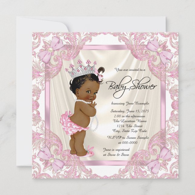 Princess Pearl Ethnic Baby Girl Shower Invitation (Front)