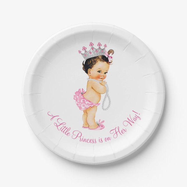 Princess Pearls Baby Shower Paper Plate (Front)