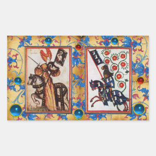 PRINCESS PENTHESILEA AND BLUE KNIGHT ON HORSEBACK  RECTANGULAR STICKER