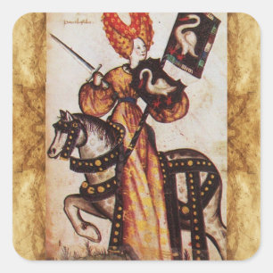 PRINCESS PENTHESILEA AS MEDIEVAL KNIGHT Heraldic  Square Sticker