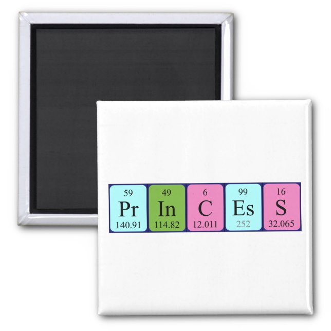 Princess periodic table name magnet (Front)