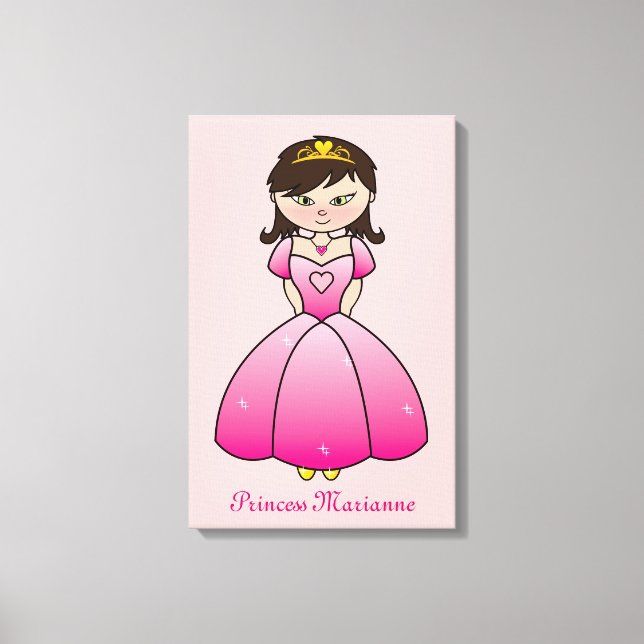 Princess Personalised Girls Room Canvas Wall Art (Front)