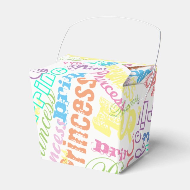 Princess Personalised Name Sherbert Pastel Colours Favour Box (Front Side)