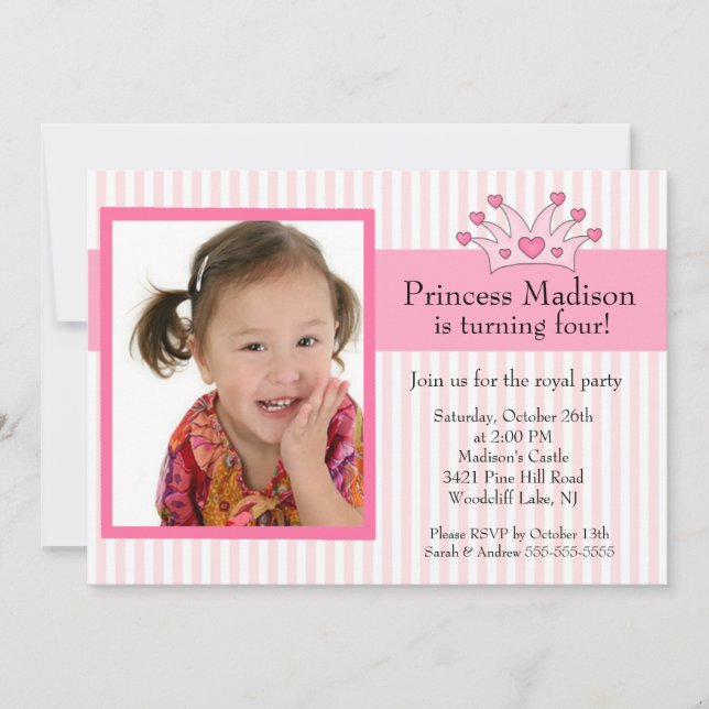 Princess Photo Birthday Invitation (Front)