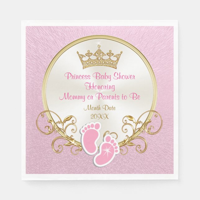 Princess Pink and Gold Baby Shower Napkins (Front)