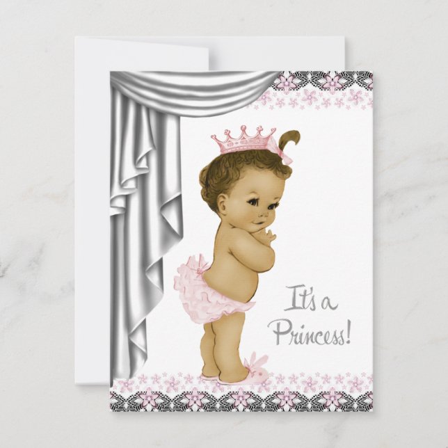 Princess Pink and Grey Baby Girl Shower Invitation (Front)