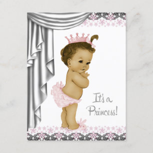 Princess Pink and Grey Baby Girl Shower Invitation