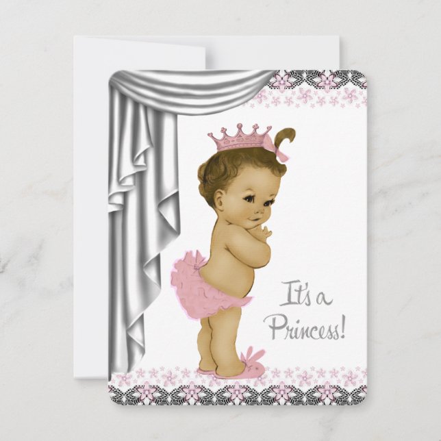 Princess Pink and Grey Baby Girl Shower Invitation (Front)