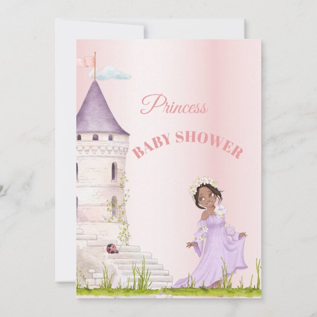 Princess Pink Baby Girl Shower  Invitation (Back)