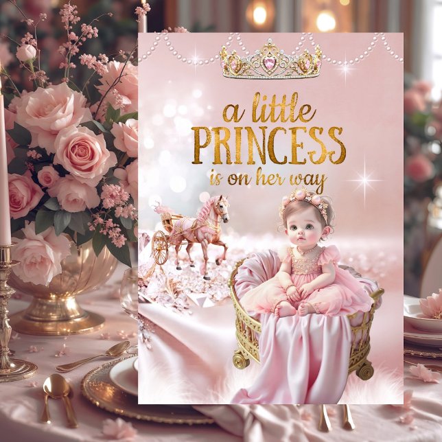 Princess Pink Baby Shower Carriage Crib Invitation (Creator Uploaded)