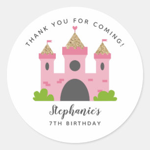 Princess Pink Castle Birthday Party Classic Round Sticker