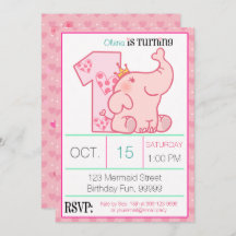 Princess Pink Elephant 1st Birthday Party Custom