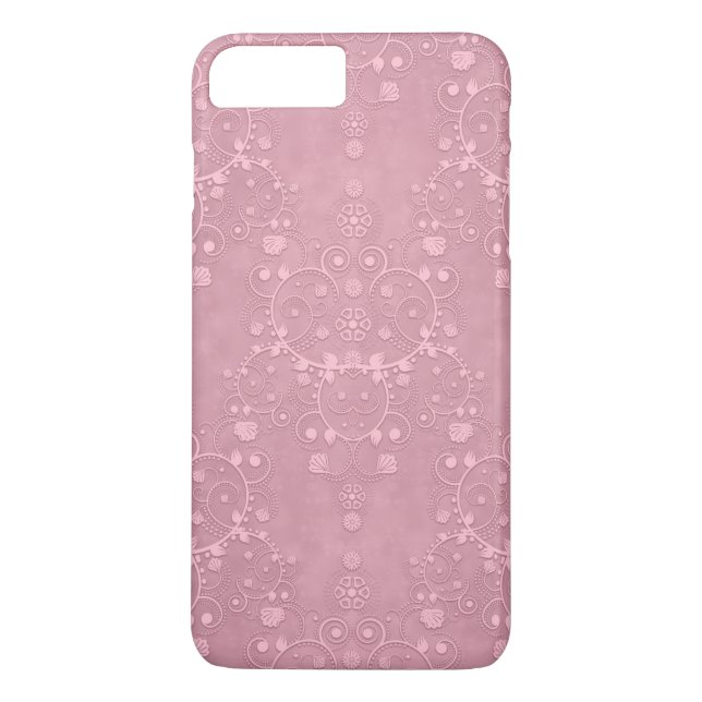 Princess Pink Fancy Girly Floral Damask Pattern Case-Mate iPhone Case (Back)