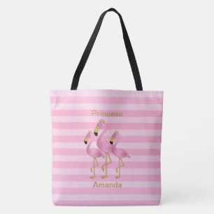 Princess  Pink Flamingos - Personalise Tote Bag