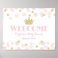 Princess Pink Gold Baby Shower Custom Welcome