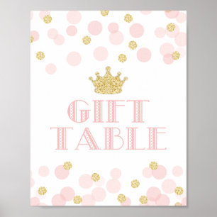 Princess Pink Gold Baby Shower Gift Table Sign
