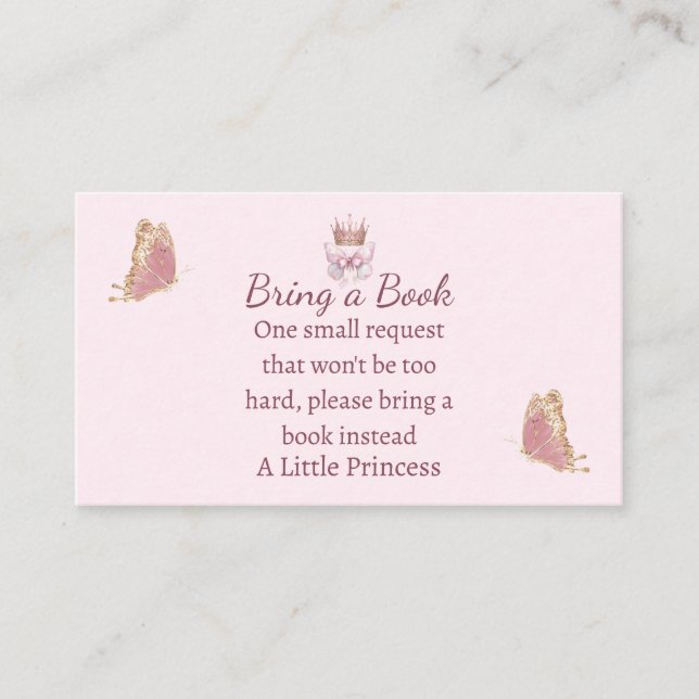 Princess Pink Gold Bring a Book Request Card (Front)