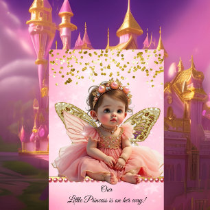 Princess Pink Gold Butterfly cute Baby Shower Invitation