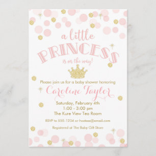 Princess Pink Gold Glitter Baby Shower Invitation