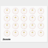 Princess Pink & Gold Glitter Dots Classic Round Sticker (Sheet)