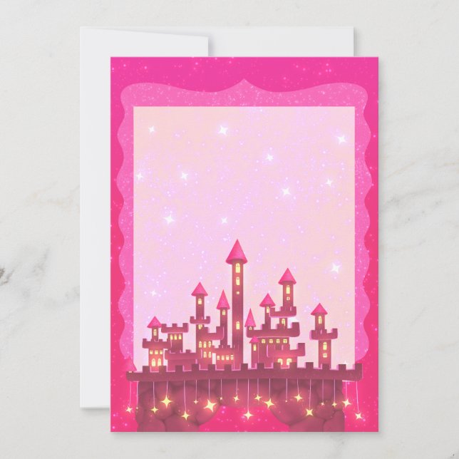 Princess Pink Party Invitation Castle Crown  (Front)