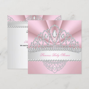 Princess Pink Pearls Diamond Tiara Baby Shower Invitation