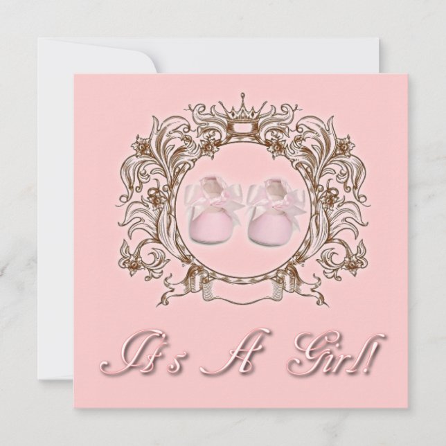 Princess Pink Shoes Girl Baby Shower Invitation (Front)
