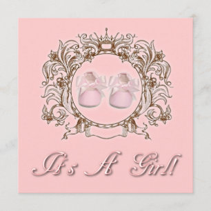 Princess Pink Shoes Girl Baby Shower Invitation