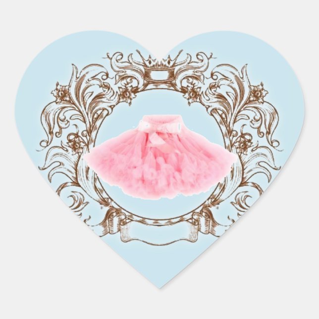 Princess Pink tutu Blue Birthday Party Sticker (Front)