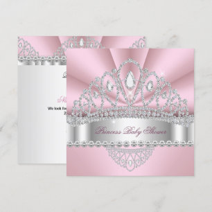 Princess Pink White Diamond Tiara Baby Shower Invitation