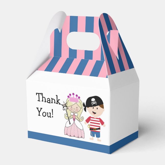 Princess & Pirate Birthday Party Favour Boxes (Front Side)