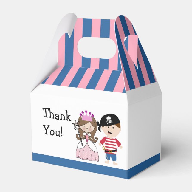 Princess & Pirate Birthday Party Favour Boxes (Front Side)