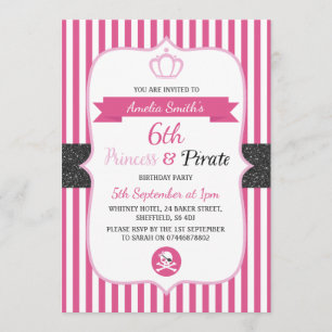 Princess & Pirate Birthday Party Invitations