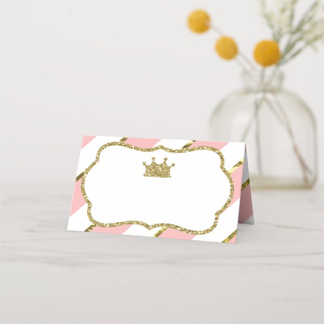 Princess Place Cards, Food Cards, Faux Gold Card (Front)