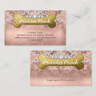 Princess Pooch Dog Care Vet Walker Bone Rose Gold Business Card