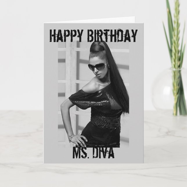 Princess Portraits "Ms. Diva" Happy Birthday Card (Front)
