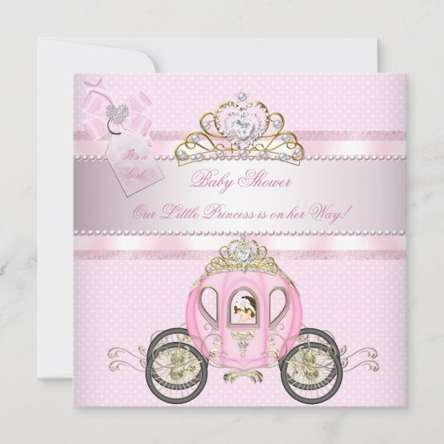 Princess Pretty Baby Shower Cute Girl Carriage Invitation (Front)