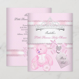 Princess Pretty Baby Shower Cute Girl Tiara Bear Invitation