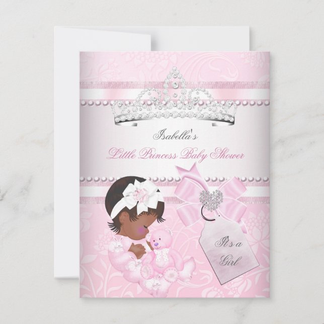 Princess Pretty Baby Shower Cute Girl Tiara Ethnic Invitation (Front)