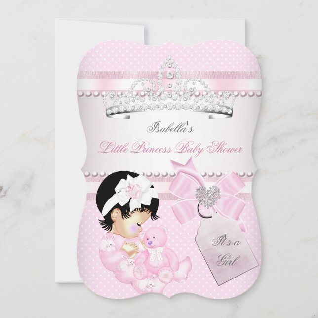 Princess Pretty Baby Shower Cute Girl Tiara Spots Invitation (Front)