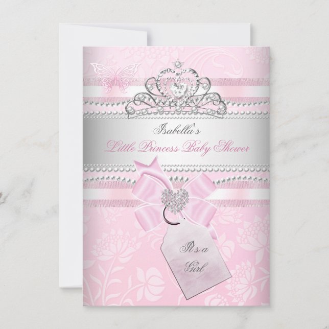 Princess Pretty Baby Shower Girl Butterfly Heart Invitation (Front)