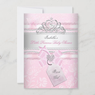 Princess Pretty Baby Shower Girl Butterfly Heart Invitation