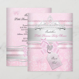 Princess Pretty Baby Shower Girl Butterfly Invitation