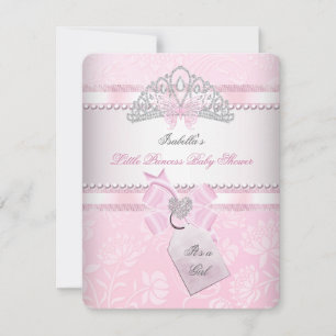 Princess Pretty Baby Shower Girl Butterfly Tiara Invitation