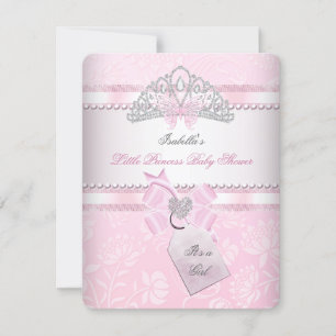 Princess Pretty Baby Shower Girl Butterfly Tiara Invitation