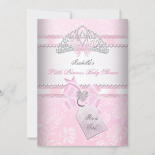 Princess Pretty Baby Shower Girl Butterfly Tiara Invitation